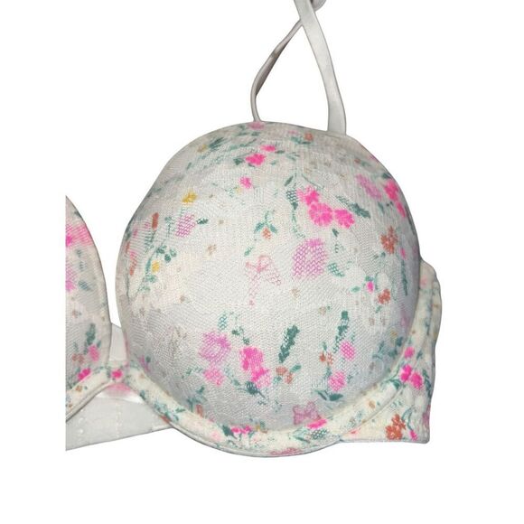 Victoria’s Secret 32D wear everywhere super push-up sexy floral bra love pink - Picture 2 of 5